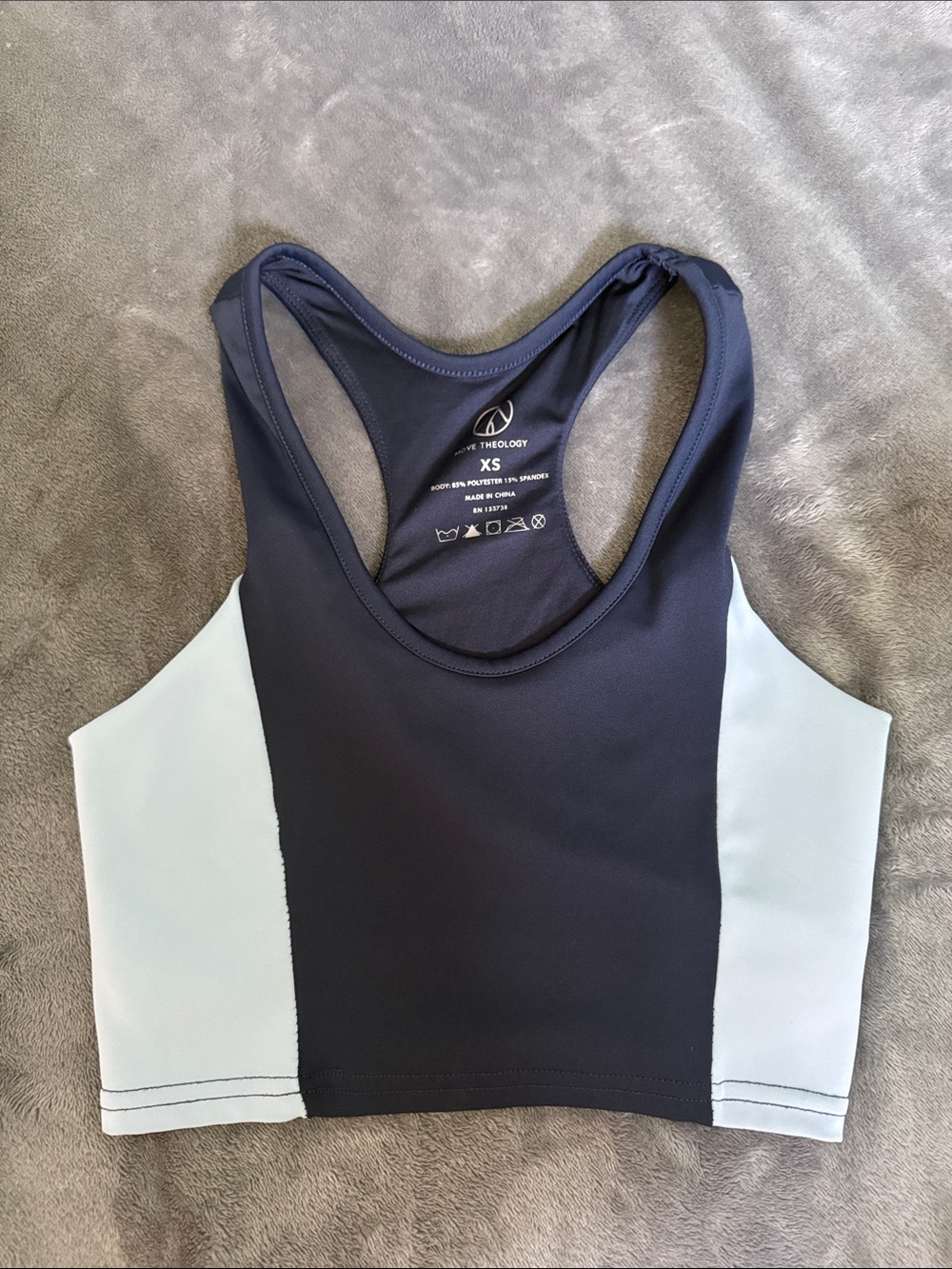 Women's Racerback Sports Bra Crop - Navy and Light Blue, XS